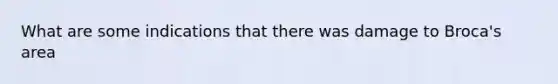 What are some indications that there was damage to Broca's area