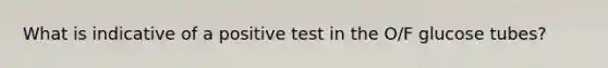 What is indicative of a positive test in the O/F glucose tubes?