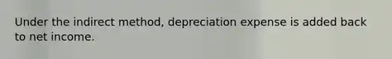 Under the indirect method, depreciation expense is added back to net income.