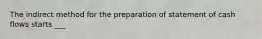 The indirect method for the preparation of statement of cash flows starts ___