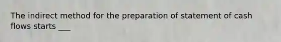 The indirect method for the preparation of statement of cash flows starts ___