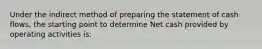 Under the indirect method of preparing the statement of cash​ flows, the starting point to determine Net cash provided by operating activities​ is: