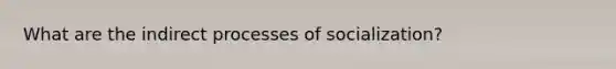 What are the indirect processes of socialization?