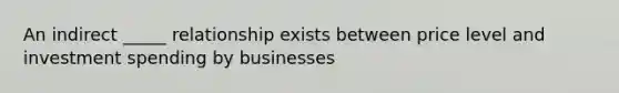 An indirect _____ relationship exists between price level and investment spending by businesses