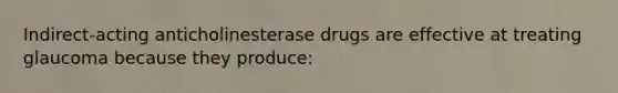 Indirect-acting anticholinesterase drugs are effective at treating glaucoma because they produce: