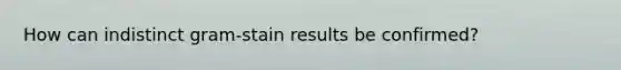 How can indistinct gram-stain results be confirmed?