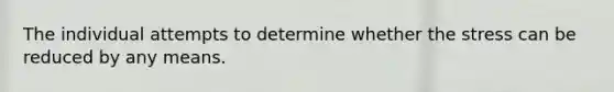 The individual attempts to determine whether the stress can be reduced by any means.