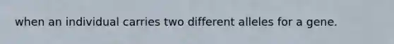 when an individual carries two different alleles for a gene.