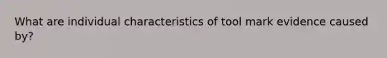 What are individual characteristics of tool mark evidence caused by?