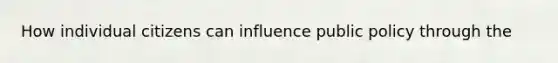 How individual citizens can influence public policy through the