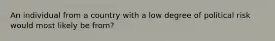 An individual from a country with a low degree of political risk would most likely be from?