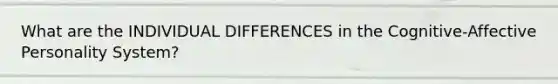 What are the INDIVIDUAL DIFFERENCES in the Cognitive-Affective Personality System?