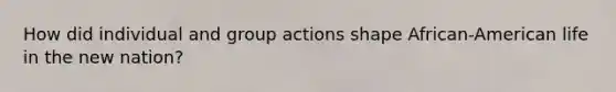 How did individual and group actions shape African-American life in the new nation?