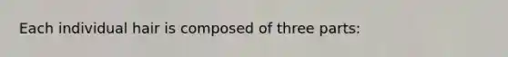 Each individual hair is composed of three parts: