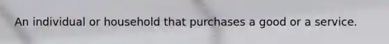 An individual or household that purchases a good or a service.