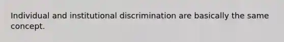 Individual and institutional discrimination are basically the same concept.