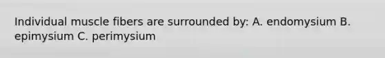 Individual muscle fibers are surrounded by: A. endomysium B. epimysium C. perimysium