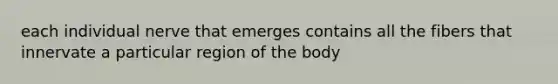 each individual nerve that emerges contains all the fibers that innervate a particular region of the body