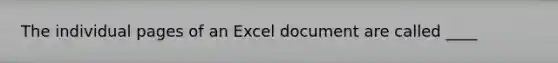 The individual pages of an Excel document are called ____