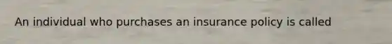 An individual who purchases an insurance policy is called