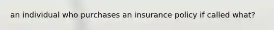 an individual who purchases an insurance policy if called what?