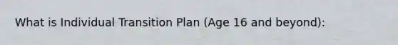 What is Individual Transition Plan (Age 16 and beyond):