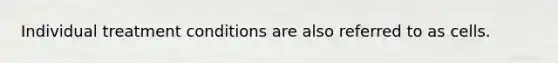 Individual treatment conditions are also referred to as cells.