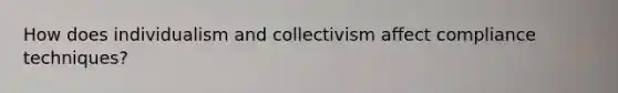 How does individualism and collectivism affect compliance techniques?