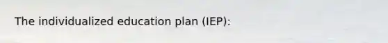 The individualized education plan (IEP):