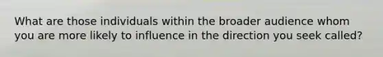 What are those individuals within the broader audience whom you are more likely to influence in the direction you seek called?