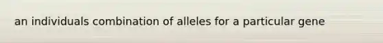 an individuals combination of alleles for a particular gene