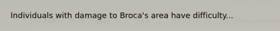 Individuals with damage to Broca's area have difficulty...