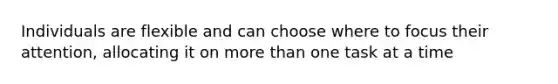 Individuals are flexible and can choose where to focus their attention, allocating it on more than one task at a time
