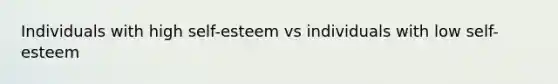 Individuals with high self-esteem vs individuals with low self-esteem