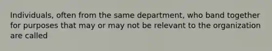 Individuals, often from the same department, who band together for purposes that may or may not be relevant to the organization are called