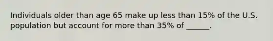 Individuals older than age 65 make up less than 15% of the U.S. population but account for more than 35% of ______.