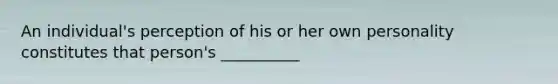 An individual's perception of his or her own personality constitutes that person's __________