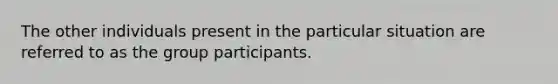 The other individuals present in the particular situation are referred to as the group participants.