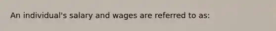 An individual's salary and wages are referred to as: