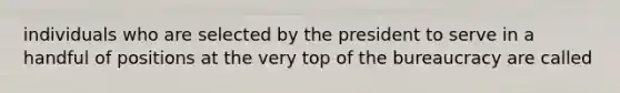 individuals who are selected by the president to serve in a handful of positions at the very top of the bureaucracy are called