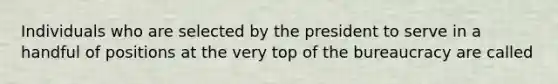 Individuals who are selected by the president to serve in a handful of positions at the very top of the bureaucracy are called