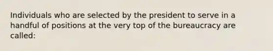 Individuals who are selected by the president to serve in a handful of positions at the very top of the bureaucracy are called: