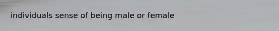 individuals sense of being male or female