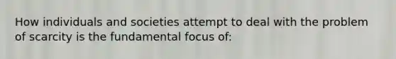 How individuals and societies attempt to deal with the problem of scarcity is the fundamental focus of: