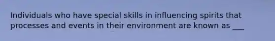 Individuals who have special skills in influencing spirits that processes and events in their environment are known as ___