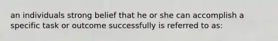 an individuals strong belief that he or she can accomplish a specific task or outcome successfully is referred to as: