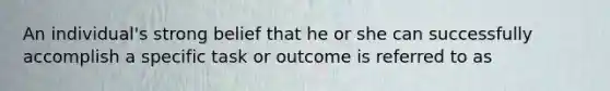 An individual's strong belief that he or she can successfully accomplish a specific task or outcome is referred to as