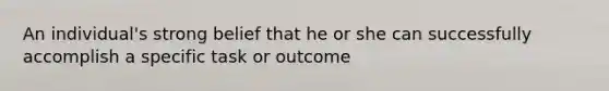 An individual's strong belief that he or she can successfully accomplish a specific task or outcome