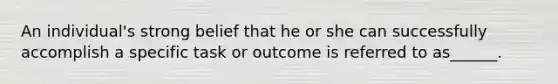 An individual's strong belief that he or she can successfully accomplish a specific task or outcome is referred to as______.