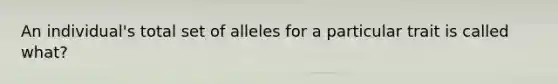 An individual's total set of alleles for a particular trait is called what?